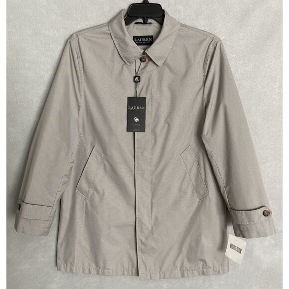 Lauren Ralph Lauren Men's 40 Short Raincoat Stanza Cream Brown Houndstooth NEW - Picture 1 of 11